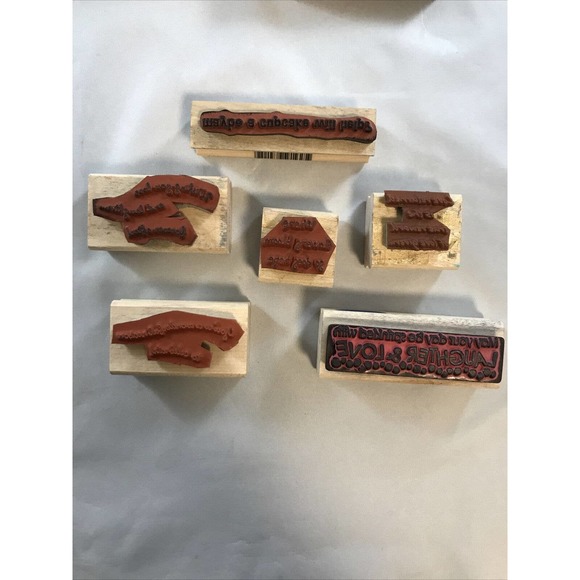 Lot of 24 Wood Mounted Rubber Crafting Stamps Words and Phrases * N3-4 - Picture 3 of 7